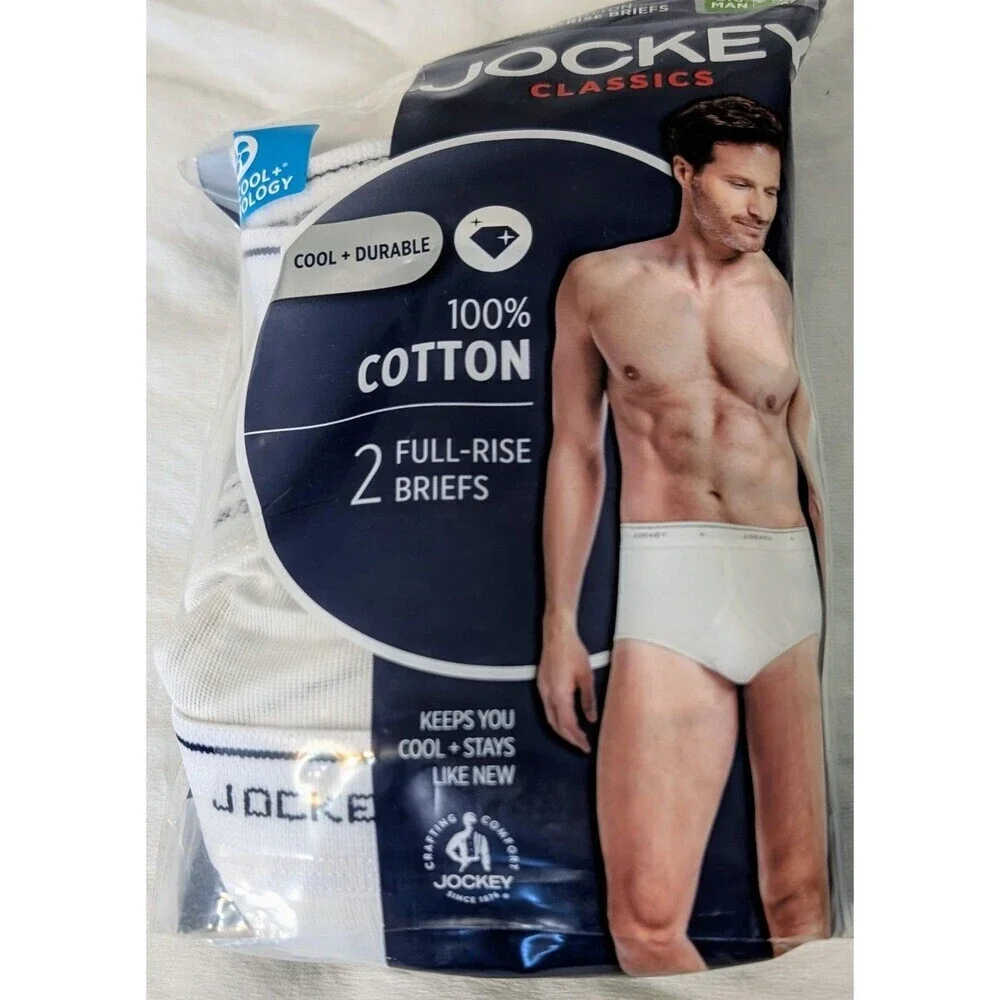 Jockey Classics Big Man 2-Pack Briefs - Size 56 White Full Rise 100% Cotton NEW